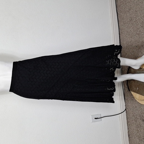 Coldwater Creek Black Eyelet Whimsigoth Witchy Romantic Goth A-Line Maxi Skirt L - Picture 1 of 10